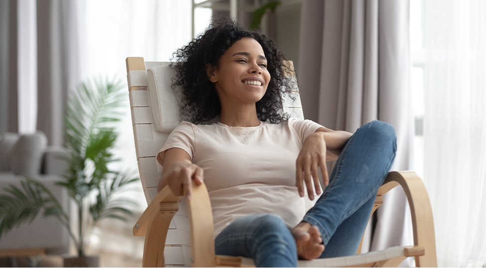 Women relaxing in the chair